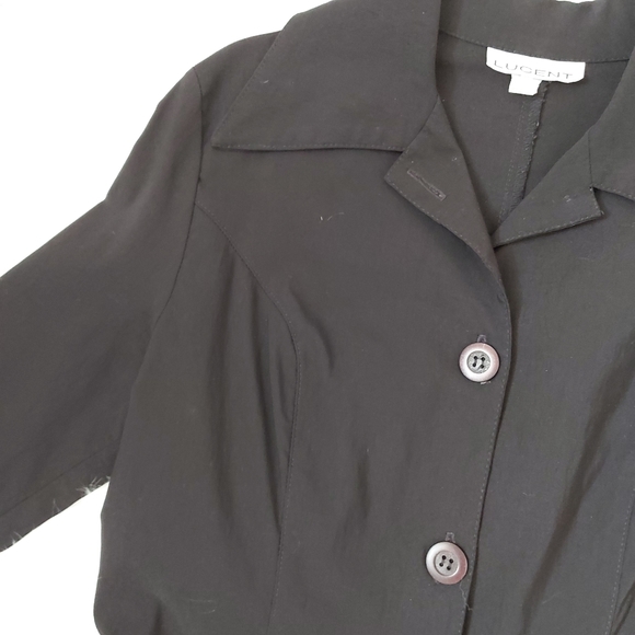 Lucent Black Long Trench Coat Jacket - Picture 7 of 11